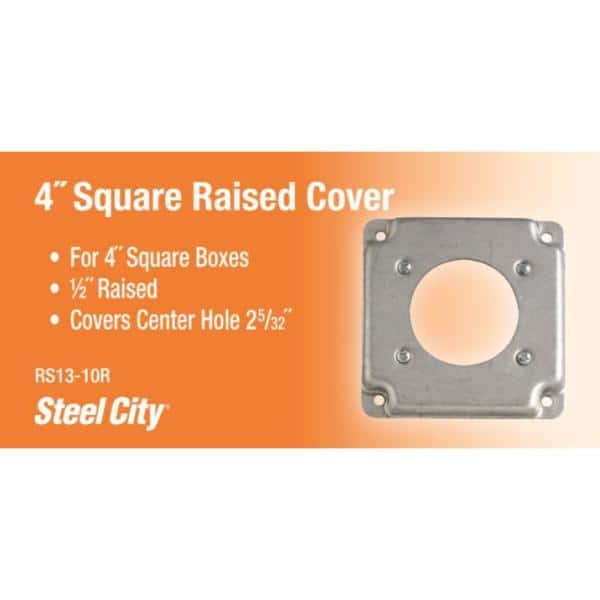 Steel City 1/2 in. Raised 4in. Square Cover For 30 or 50 Amp Receptacle (RS13-10R) (3)