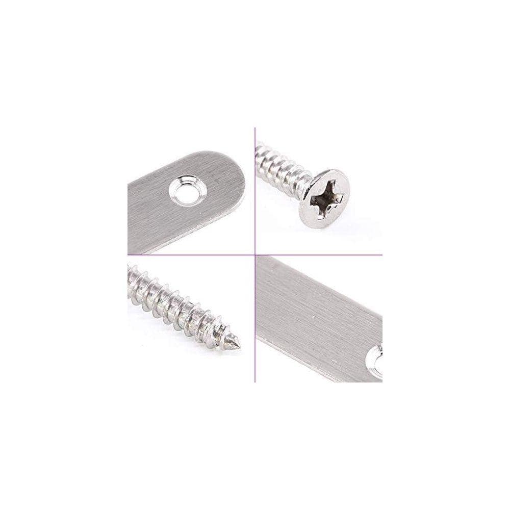 KIWDZFU 3 Sizes Stainless Steel Flat Straight Brace Brackets with Screws for Mending Repair Plates 115Pcs Pack (3)