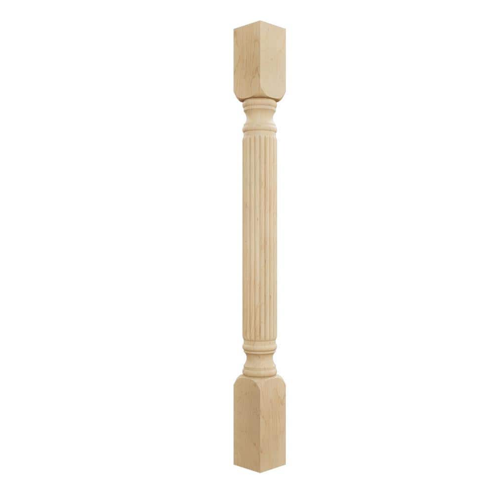 Ekena Millwork 3-3/4 in. x 3-3/4 in. x 35-1/2 in. Unfinished Maple Raymond Reeded Cabinet Column (1)