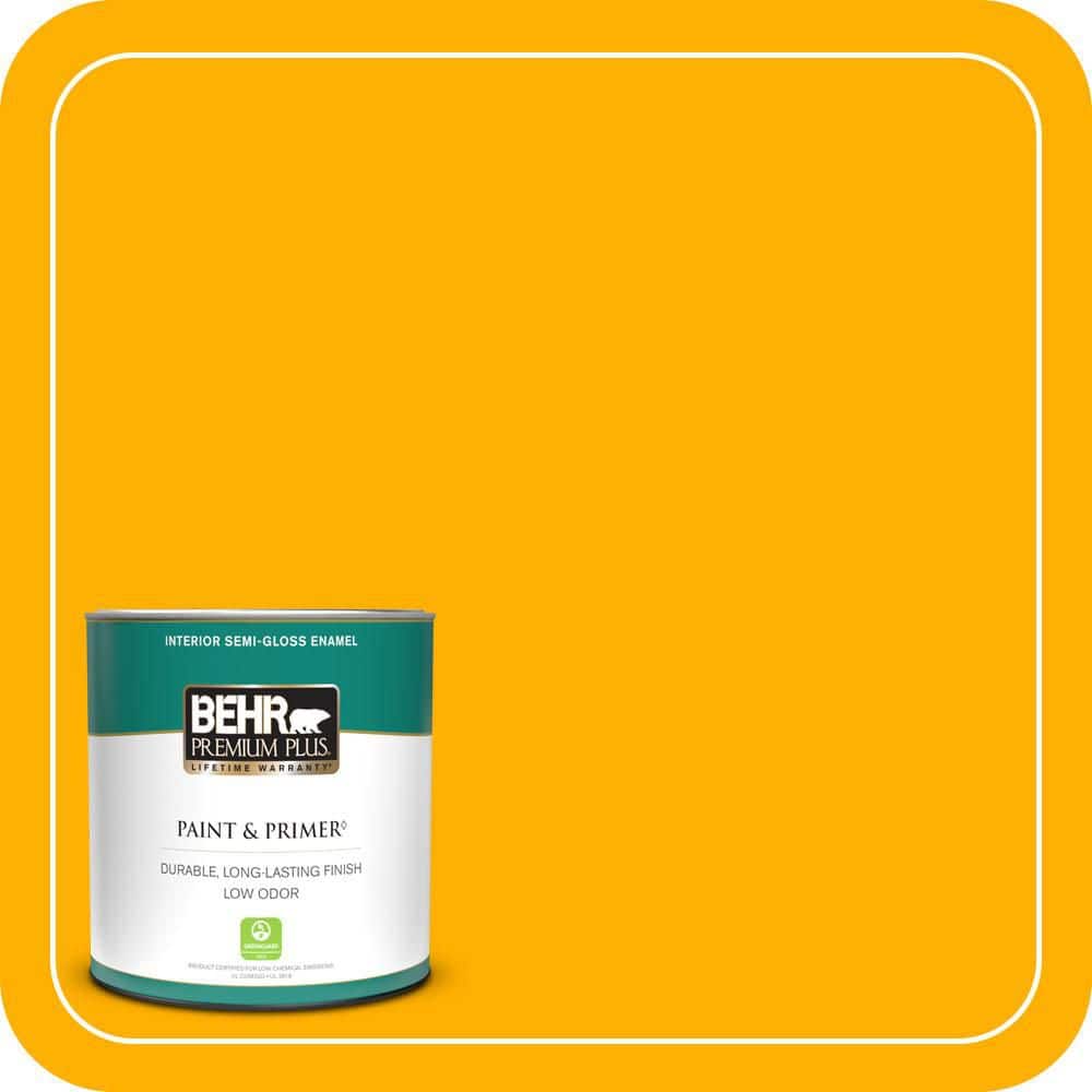 BEHR PREMIUM PLUS 1 qt. #S-G-350 Desert Glow Semi-Gloss Enamel Low Odor Interior Paint & Primer