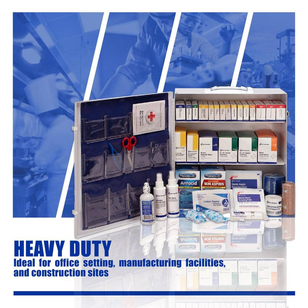 First Aid Only 100-Person, 3-Shelf Metal ANSI B Plus First Aid Cabinet with Medications (3)