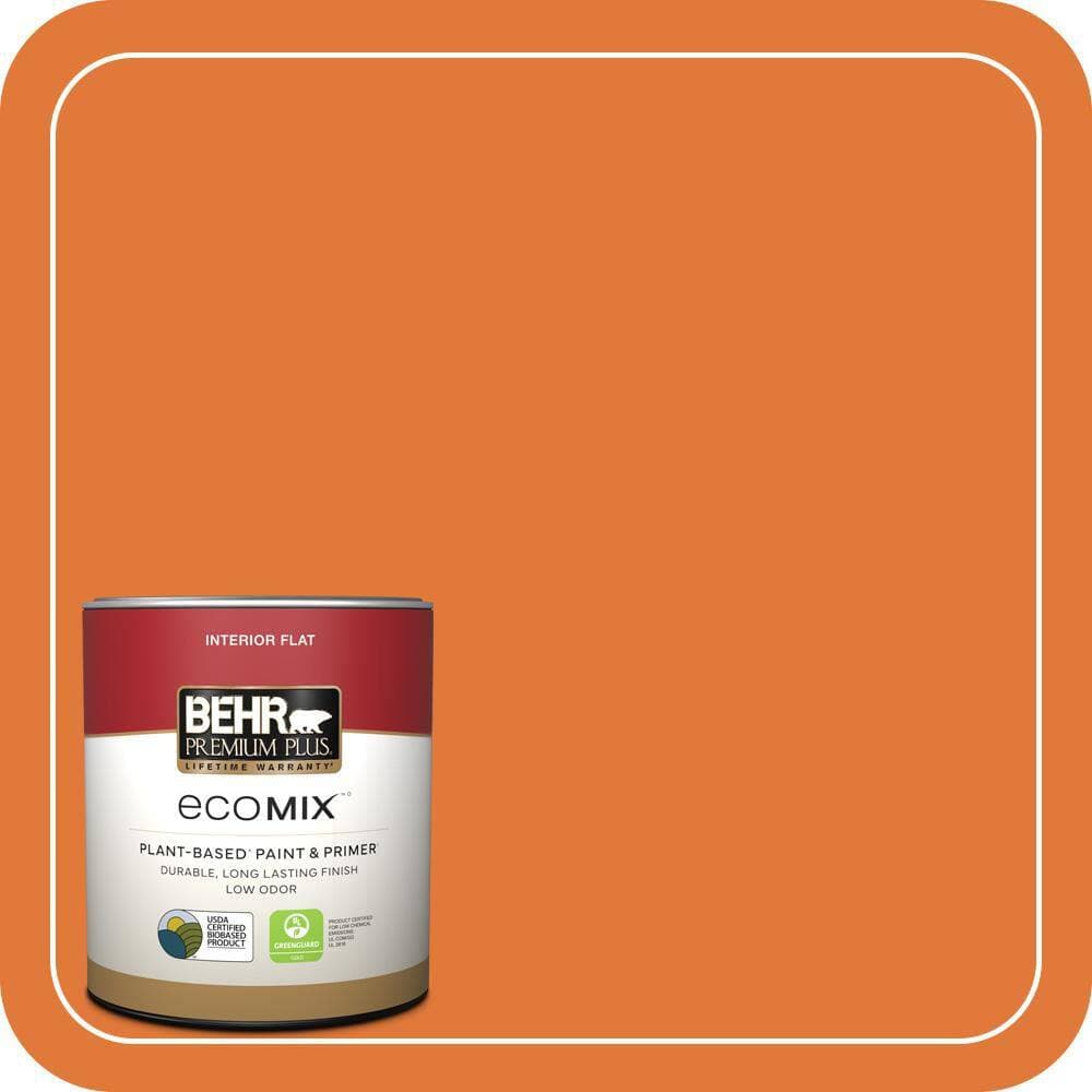 BEHR PREMIUM PLUS 1 qt. #S-G-260 Citrus Blast Flat EcoMix Plant-Based Interior Paint & Primer (1)