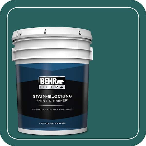 BEHR ULTRA 5 gal. #MQ6-05 Verdant Forest Satin Enamel Exterior Paint & Primer (2)