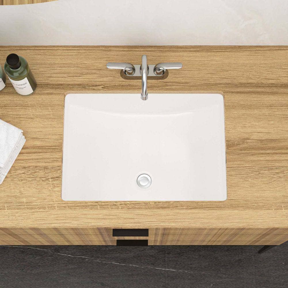 XUJMK 22 in. Undermount Rectangular Bathroom Sink with Overflow in White Ceramic, 21.5 in. x 15 in. Undermount Bathroom Sink (1)