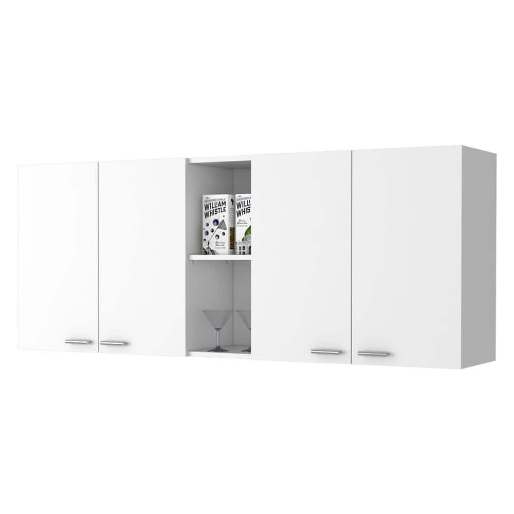 Unbranded 59.05 in. W x 12.4 in. D x 23.62 in. H Bathroom Storage Wall Cabinet in White (1)