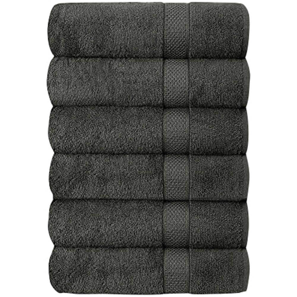 J&V TEXTILES 6-Piece Charcoal Cotton Bath Towel Set