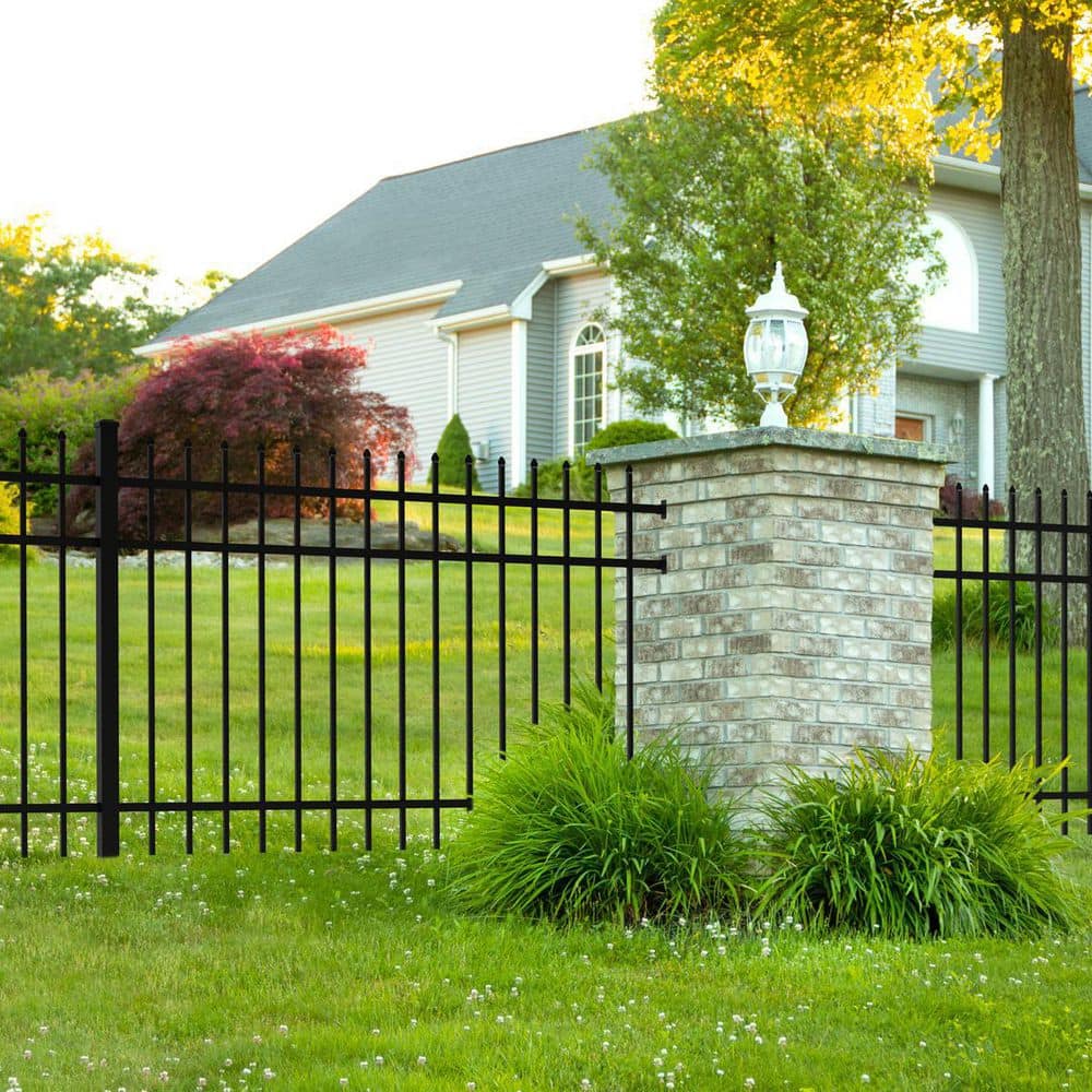 FORGERIGHT 72 in. 4 ft. Black Osprey Black Aluminum Fence Line Post (3)