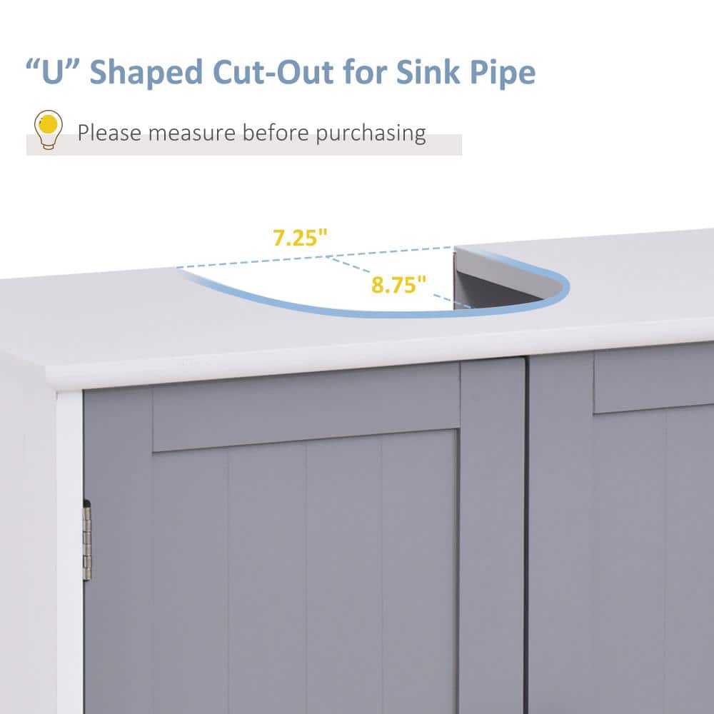 Tileon 24 in. Freestanding Bath Vanity Cabinet without Top in White, 2-Tier Pedestal Under Sink Cabinet with Adjustable Shelf (2)