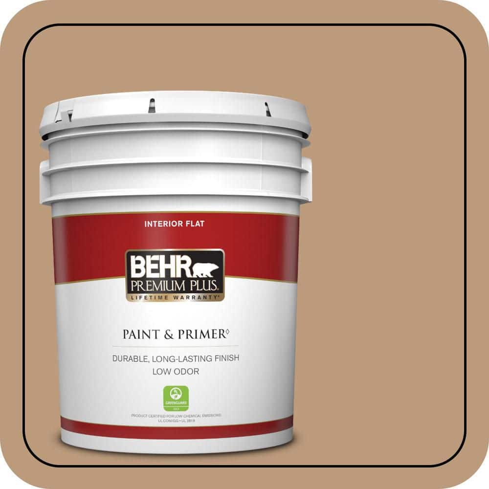 BEHR PREMIUM PLUS 5 gal. #MQ2-03 Key to the City Flat Low Odor Interior Paint & Primer