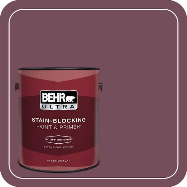 BEHR ULTRA 1 gal. #S120-7 Fine Wine Extra Durable Flat Interior Paint & Primer (2)