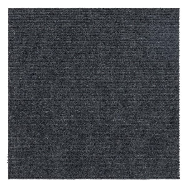 TrafficMaster Canyon Wide Rib - Gray Commercial/Residential 18 x 18 in. Peel and Stick Carpet Tile Square (22.5 sq. ft.)