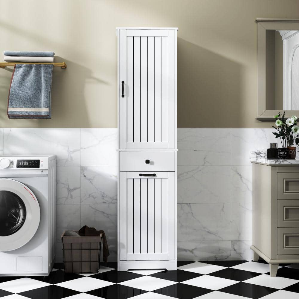 Unbranded 70.87 in. White Linen Cabinet with 1 Storage Cabinet and 1 Drawer for Bathroom (1)