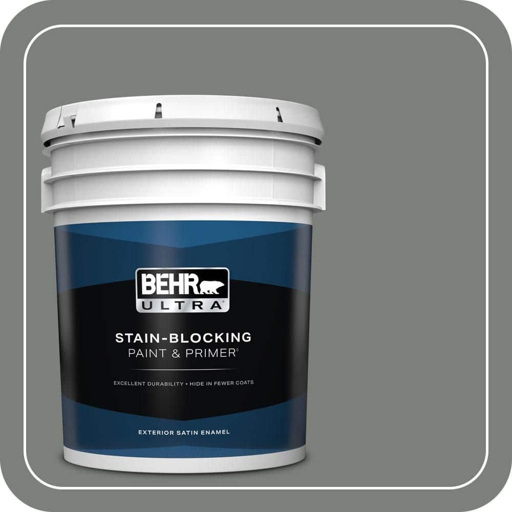 BEHR ULTRA 5 gal. #MQ6-20 Coastal Storm Satin Enamel Exterior Paint & Primer (1)