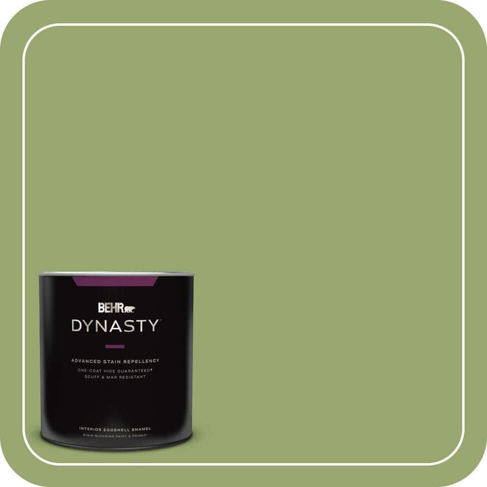 BEHR DYNASTY 1 qt. #MQ4-43 Green Plaza One-Coat Hide Eggshell Enamel Interior Stain-Blocking Paint and Primer