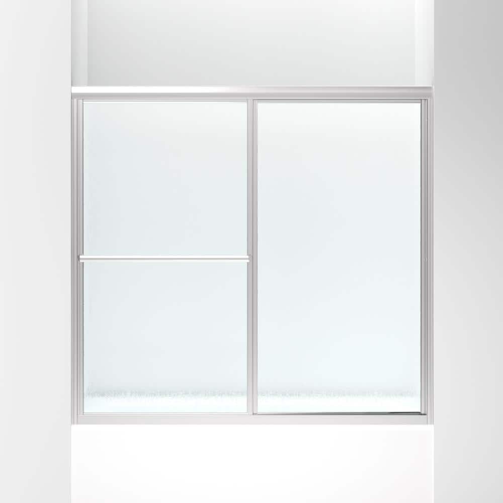 Sterling Deluxe 55-60 in. W x 56 in. H Framed Sliding Tub Door in Silver with 1/8 in. Thick Tempered Rain Glass (4)