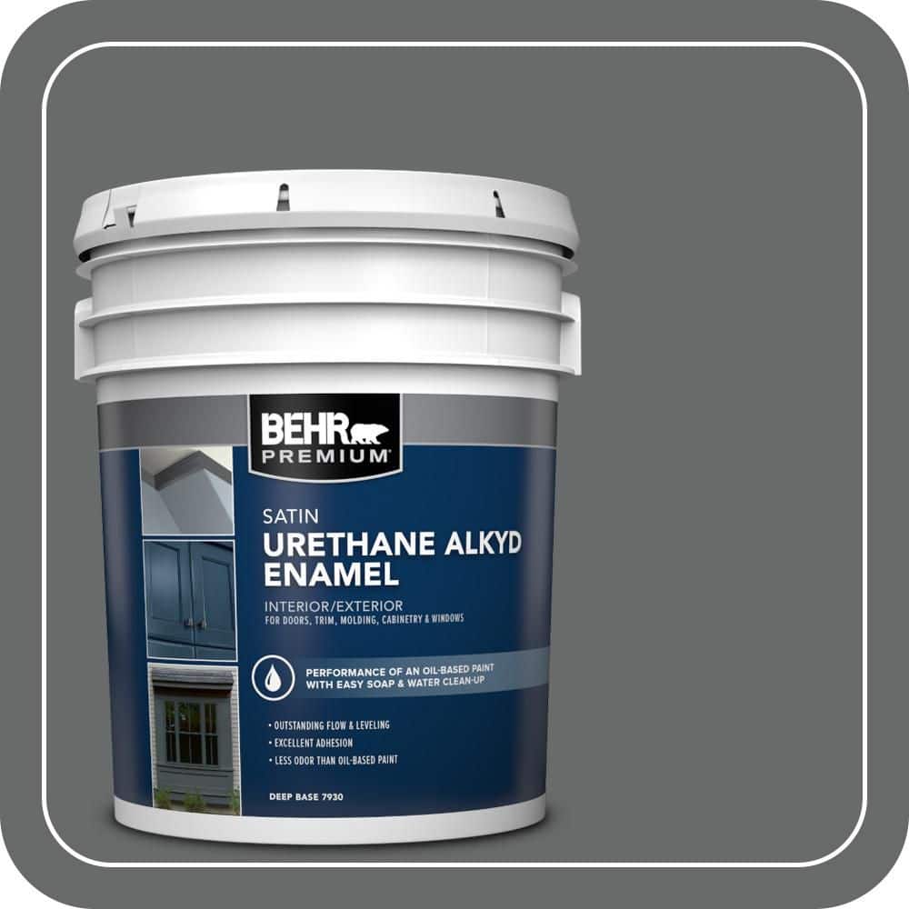 BEHR PREMIUM 5 gal. #BXC-63 Molten Lead Urethane Alkyd Satin Enamel Interior/Exterior Paint
