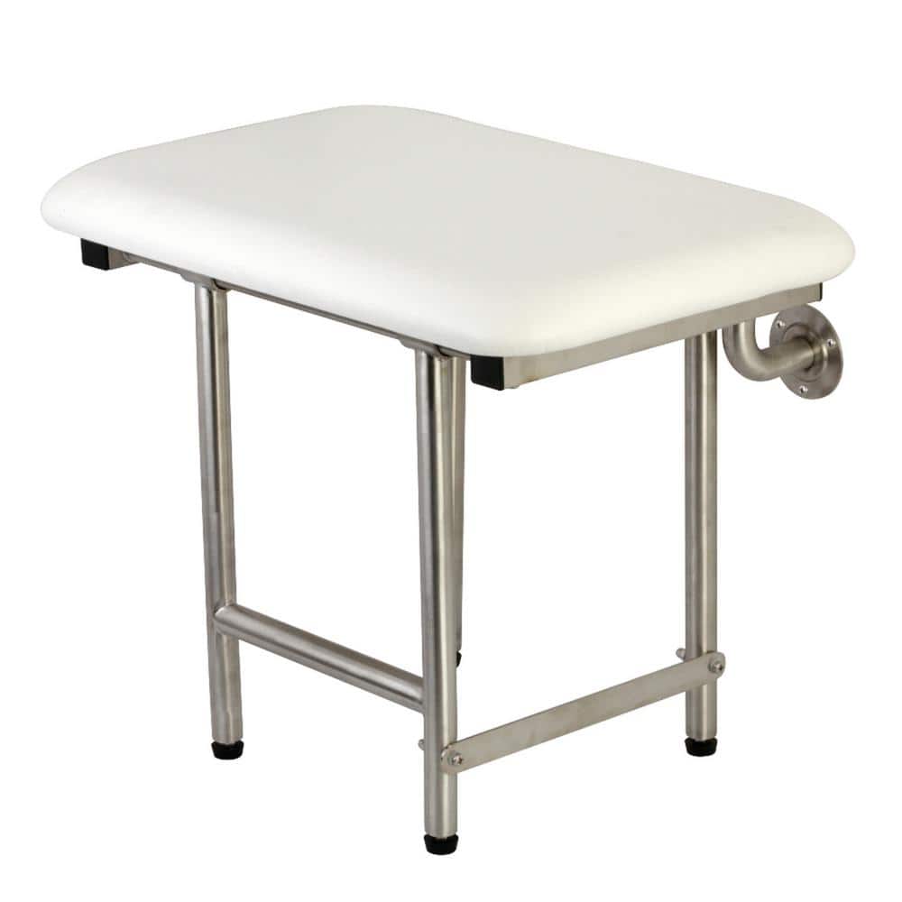 Kingston Brass Adascape 22 in. x 16 in. WallMounted Fold Down Shower Seat in Brushed Stainless Steel ADA Compliant (1)