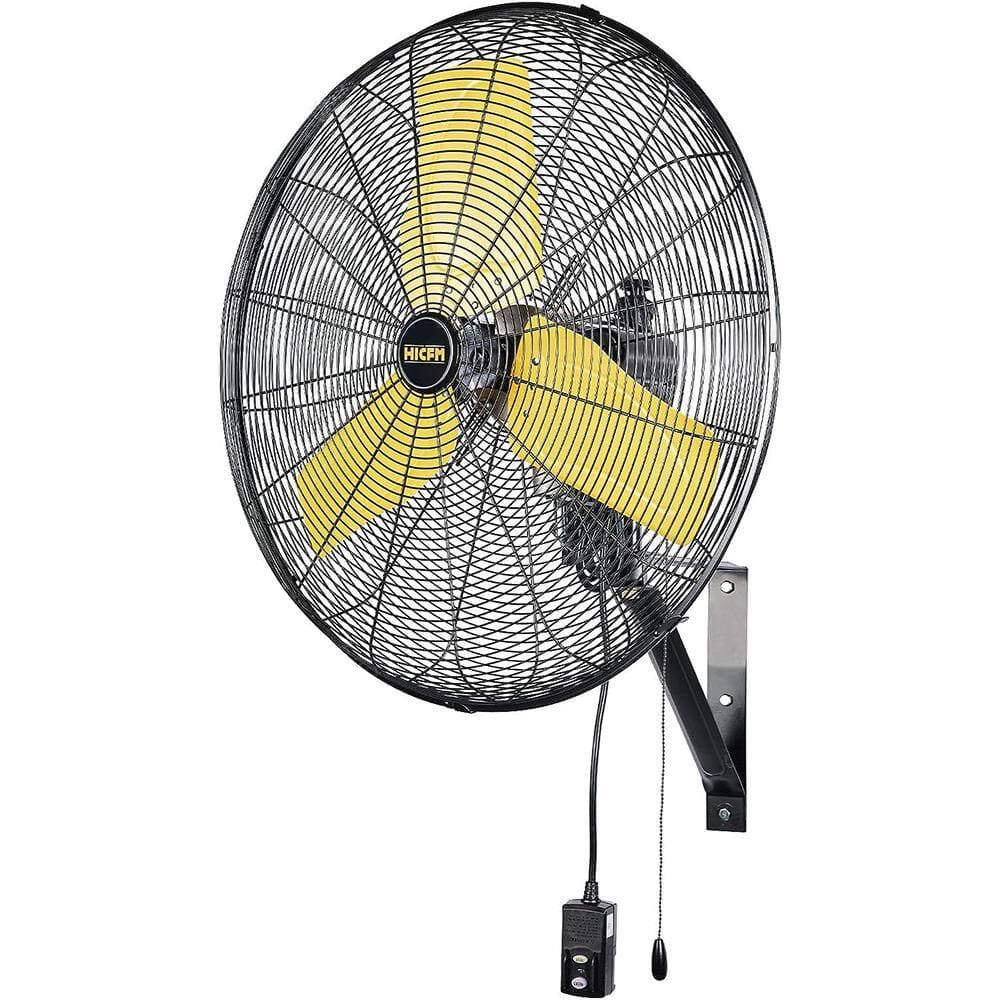 Edendirect 24 in. 3-Speeds Outdoor Wall Mounted Fan in Yellow with IP44 Enclosure Motor, Sealed Control Box, GFCI Plug (1)