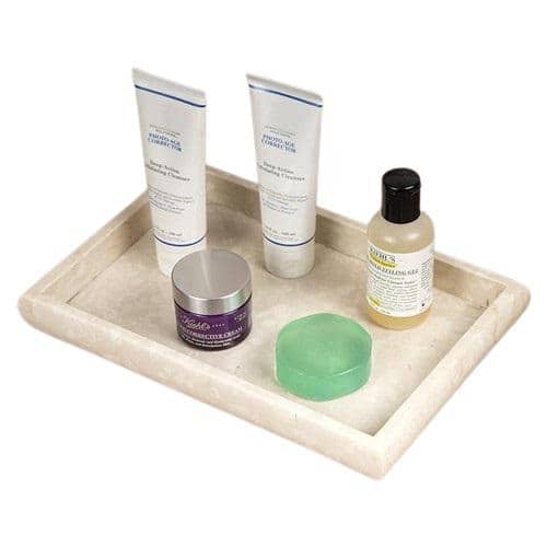 Adrinfly Towel Tray for Bathroom 12 in. Countertop Organizer Champagne Marble Color (3)