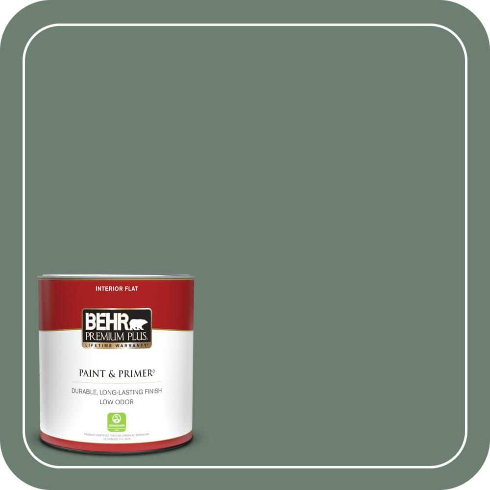 BEHR PREMIUM PLUS 1 qt. #460F-5 Island Palm Flat Low Odor Interior Paint & Primer