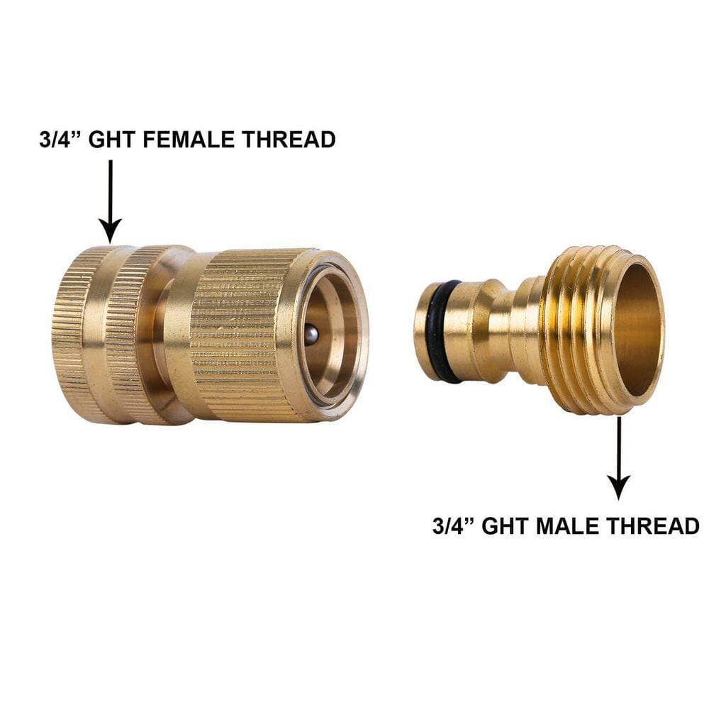 Helhom 3-Set Solid Brass Quick Connector, 3/4 in. Garden Hose Fitting Water Hose Connectors (2)