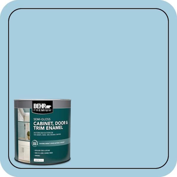 BEHR PREMIUM 1 qt. #M490-2 Carefree Sky Semi-Gloss Enamel Interior/Exterior Cabinet, Door & Trim Paint (2)