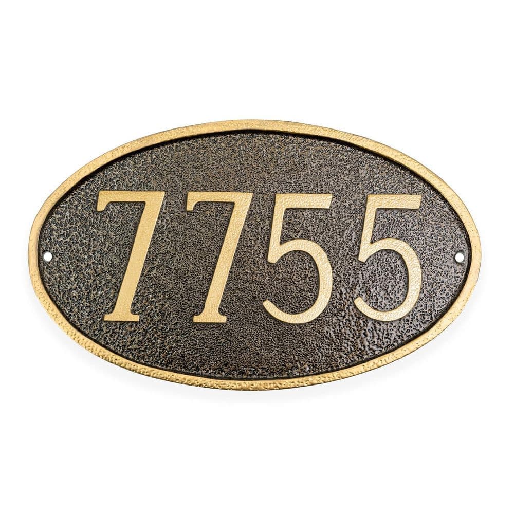 Montague Metal Products Classic Oval Small Address Sign Plaque - Hammered Bronze/Gold (1)