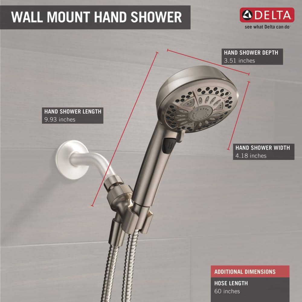 Delta 7-Spray Wall Mount Handheld Shower Head 1.8 GPM in SpotShield Brushed Nickel (4)