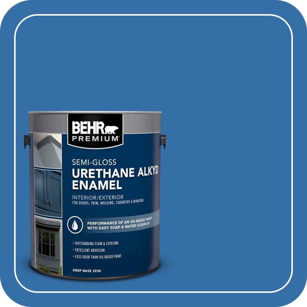 BEHR PREMIUM 1 gal. #P520-6 Mega Blue Urethane Alkyd Semi-Gloss Enamel Interior/Exterior Paint