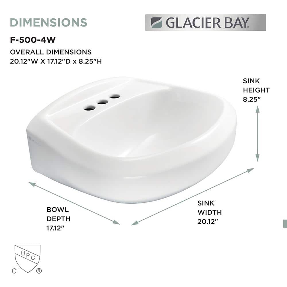 Glacier Bay Aragon 8.2 in. Pedestal Sink Basin in White Vitreous China (2)