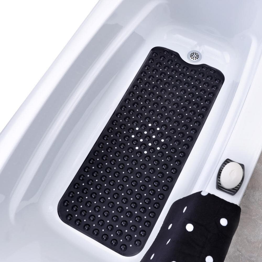 SlipX Solutions 16 in. x 39 in. Extra Long Bath Mat in Black