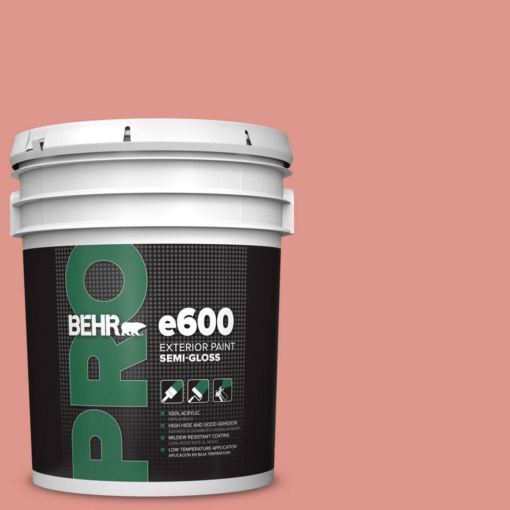 BEHR PRO 5 gal. #180D-4 Coral Serenade Semi-Gloss Exterior Paint
