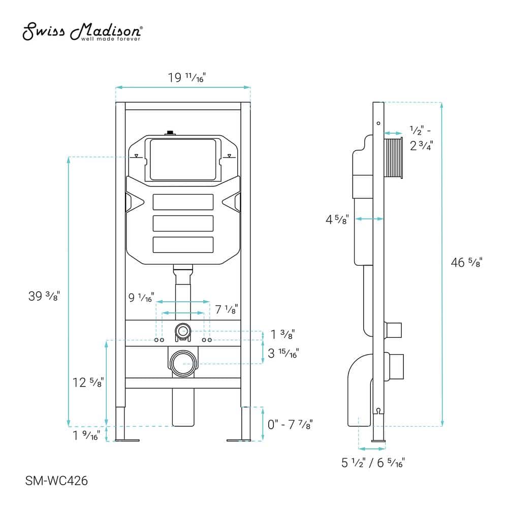 Swiss Madison Concealed 2x6 In-Wall Toilet Tank Carrier System (3)