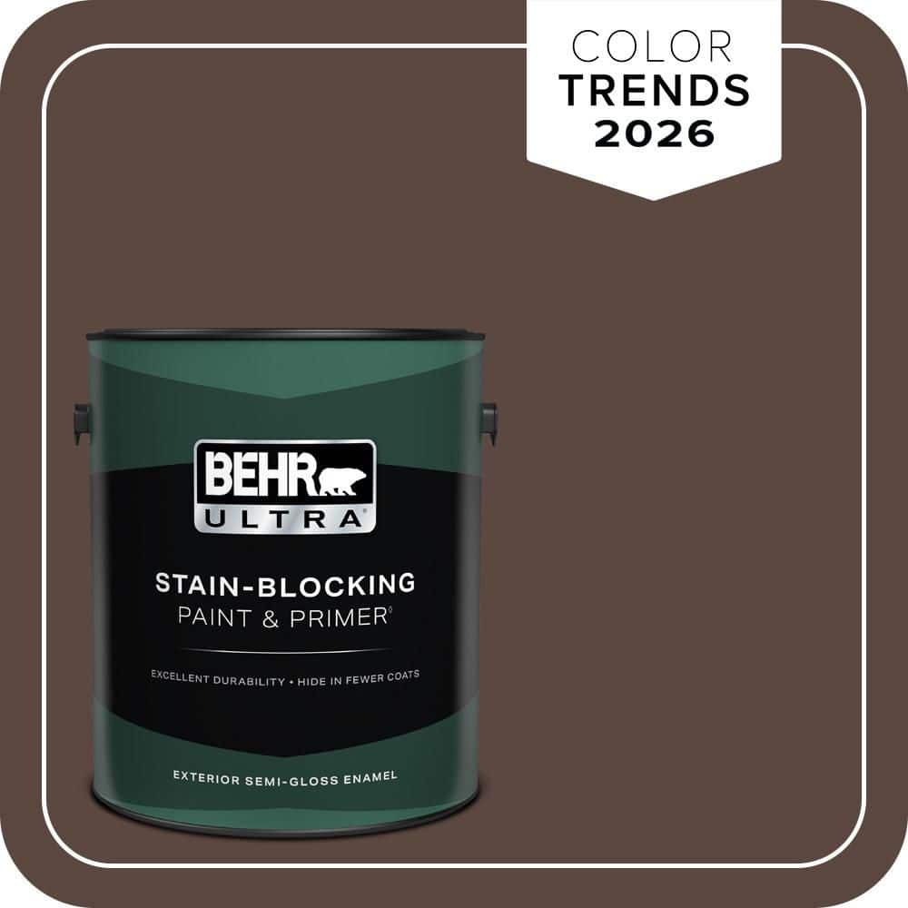 BEHR ULTRA 1 gal. #N170-7 Baronial Brown Semi-Gloss Enamel Exterior Paint & Primer
