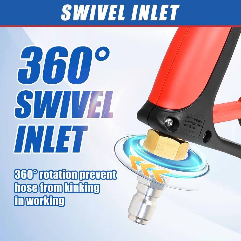 Angel Sar 4500 Psi Pressure Washer Gun, Hot Water Compatible Adjustable Power Washer Wand for 3/8" Quick Connection Gutter Wash (2)