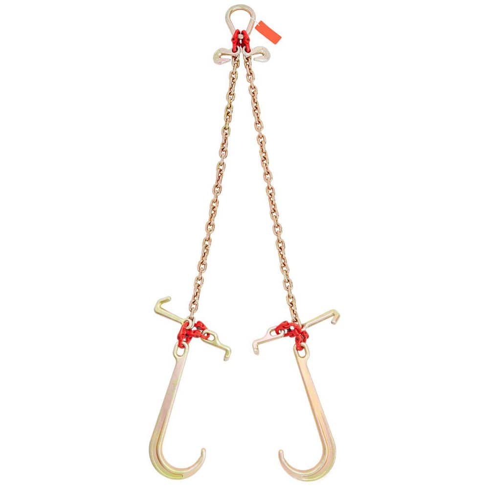 SKYSHALO V-Chain Bridle, 9620 lbs. Working Load Limit, 5/16 in. x 3 ft. Tow Chain with RTJ Cluster Hooks for Moving, Steel (1)