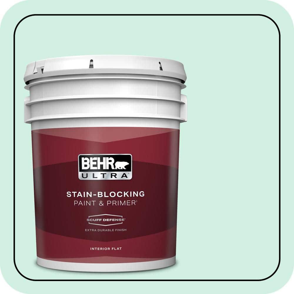 BEHR ULTRA 5 gal. #P420-1 Spring Frost Extra Durable Flat Interior Paint & Primer