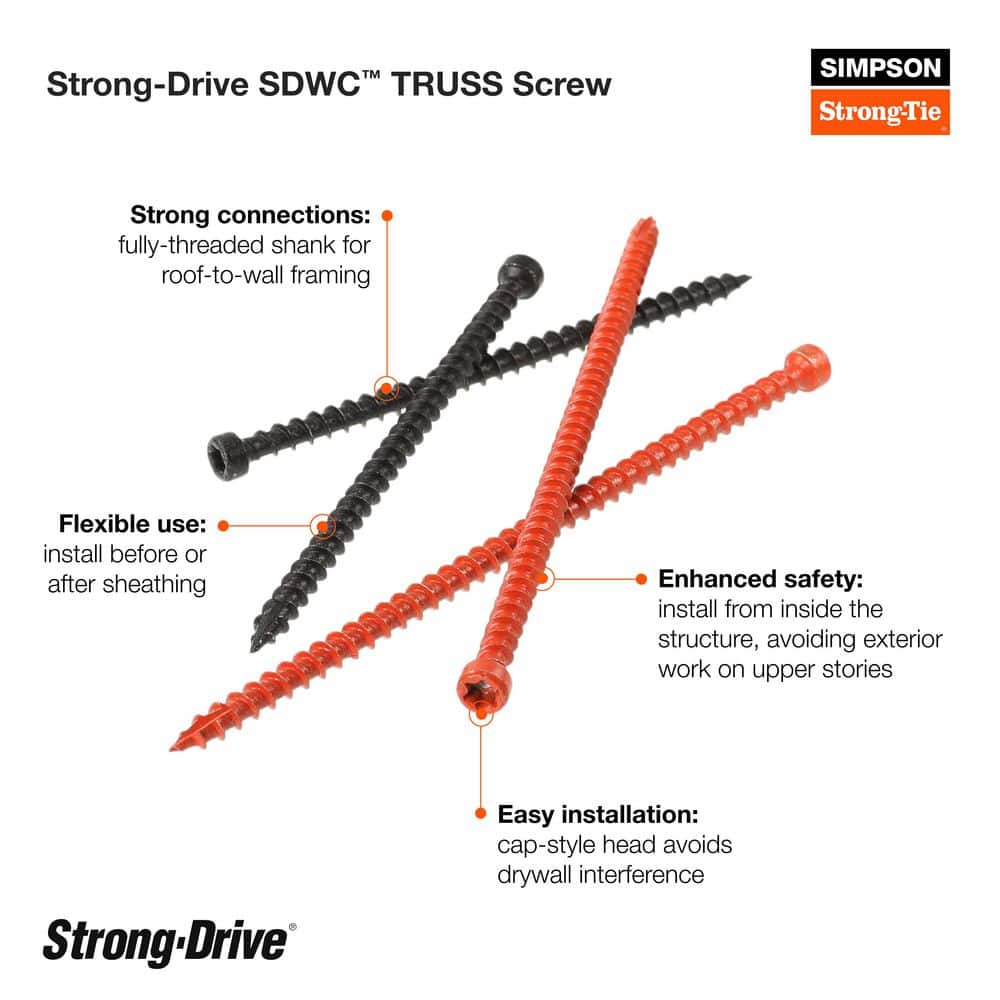 Simpson Strong-Tie . Black E-Coat T30 6-Lobe, Truss Head, Strong-Drive SDWC Truss Screw (2)