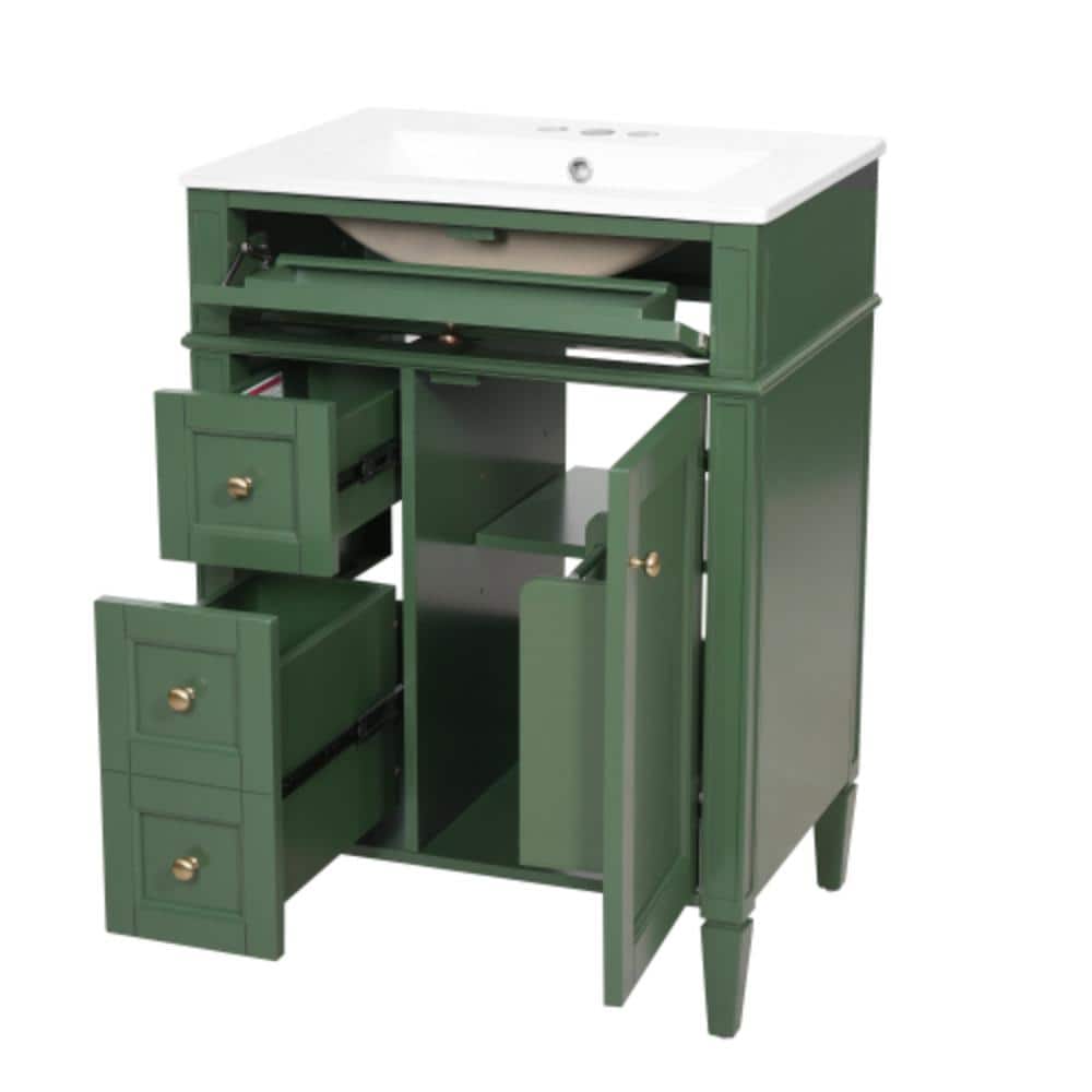Unbranded 24 in. W x 18.31 in. D x 33.86 in. H Bathroom Green Linen Cabinet