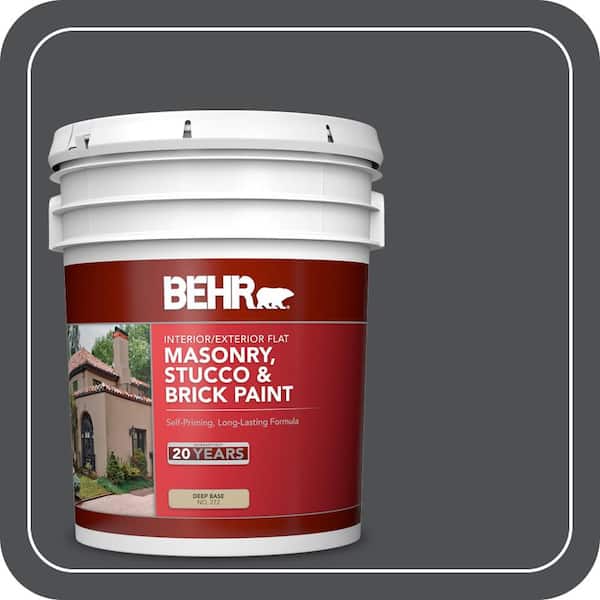 BEHR 5 gal. #PPU26-01 Satin Black Flat Masonry, Stucco and Brick Interior/Exterior Paint (2)