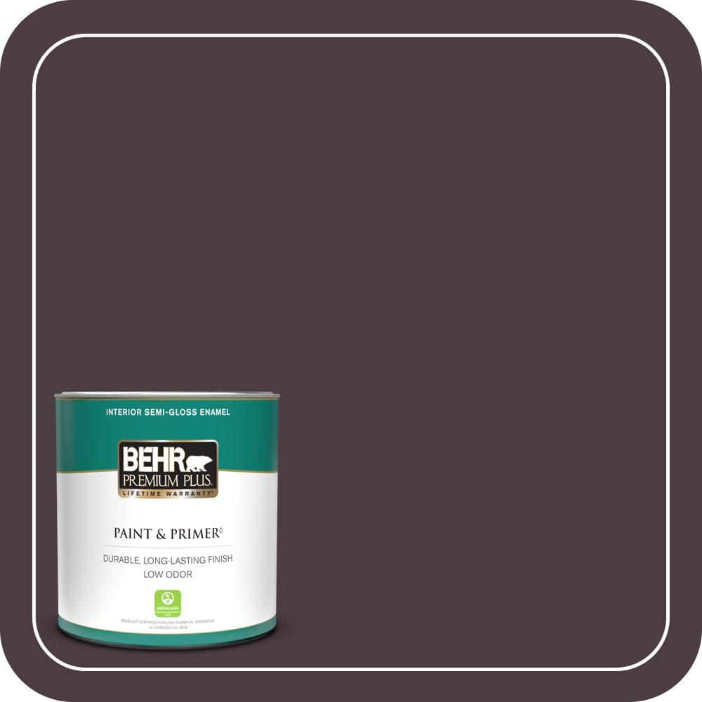 BEHR PREMIUM PLUS 1 qt. #T18-04 Nocturne Shade Semi-Gloss Enamel Low Odor Interior Paint & Primer