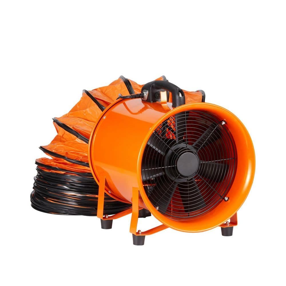 SKYSHALO Portable Ventilator 8 in. 1 Speed Blower Fan in. Orange 195-Watt Industrial Blower 1070 CFM with 33 ft. Duct Hose (1)