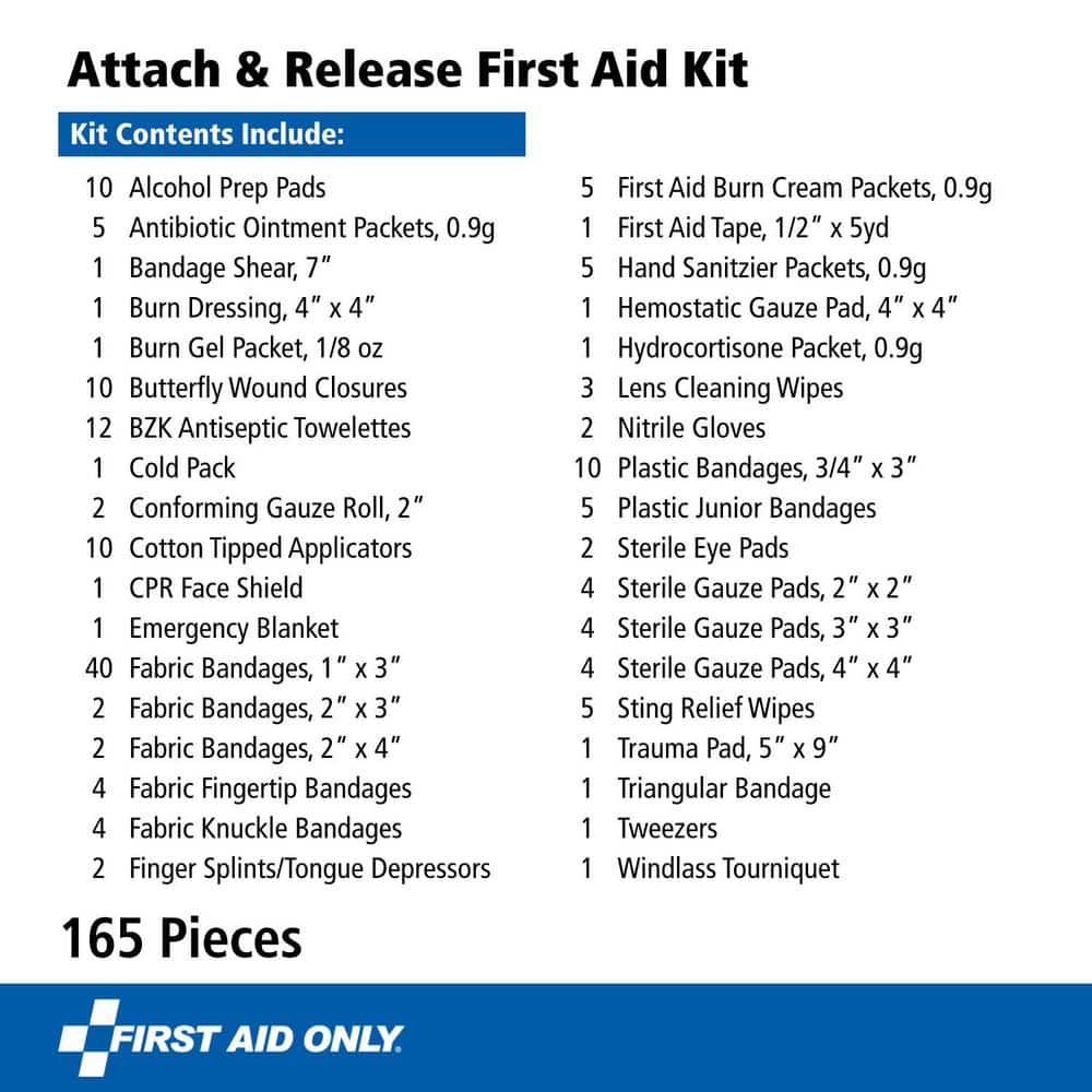 First Aid Only Attach and Release First Aid Kit, 165-Pieces (3)