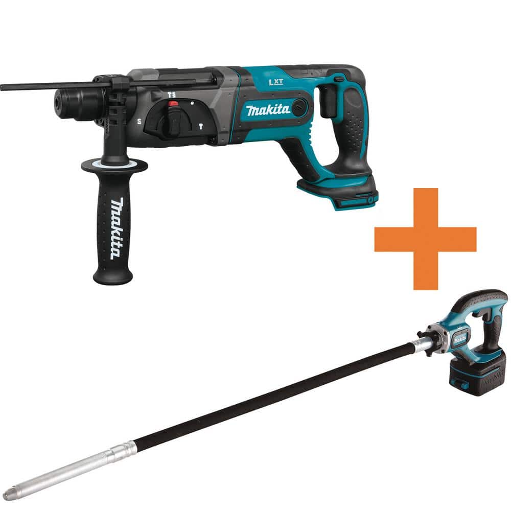Makita 18V LXT Lithium-Ion 7/8 in. SDS-Plus Concrete/Masonry Rotary Hammer Drill and 18V LXT 4 ft. Concrete Vibrator (1)
