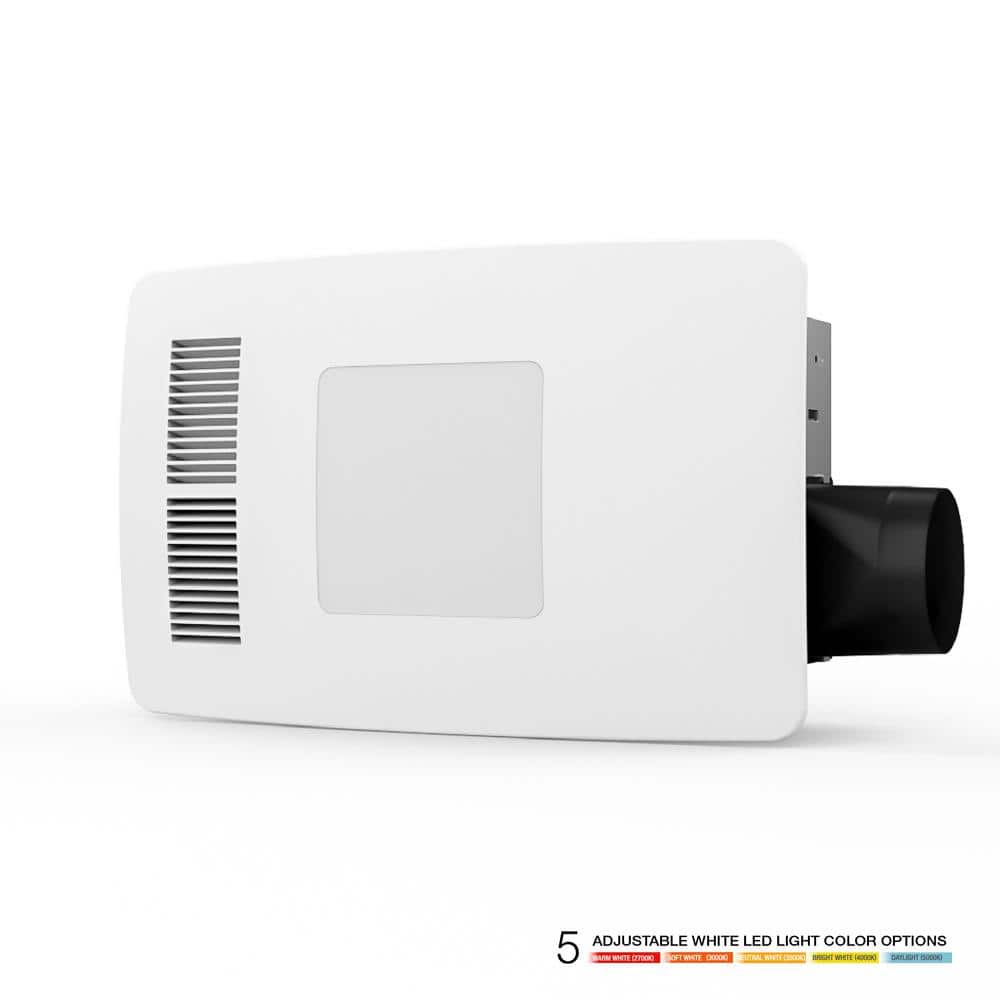 ReVent 80-110 Adjustable CFM Ceiling Easy Install Roomside Bathroom/Bath Exhaust Fan w/Heater and Adjustable 5 Level LED Light (2)