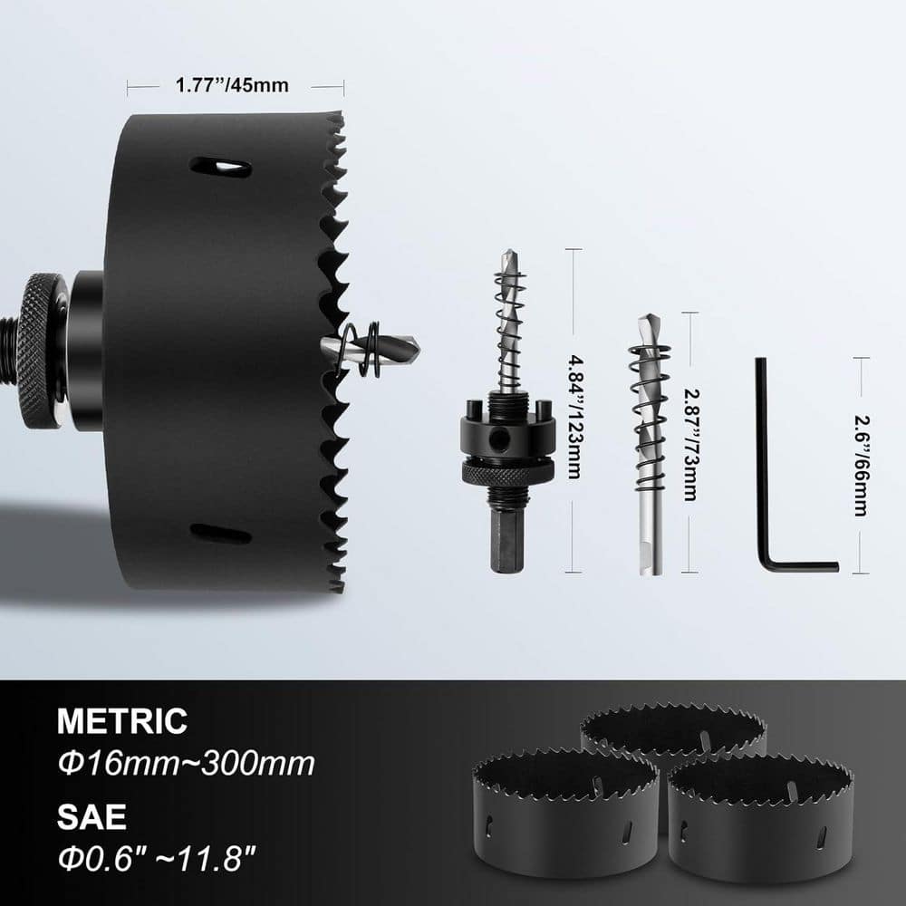 Unbranded 6.5 Bi-Metal Hole Saw with Heavy Duty Arbor HSS Drill Bit for Wood Cornhole Board Plastic Drywall Metal Fiberboard Black (2)