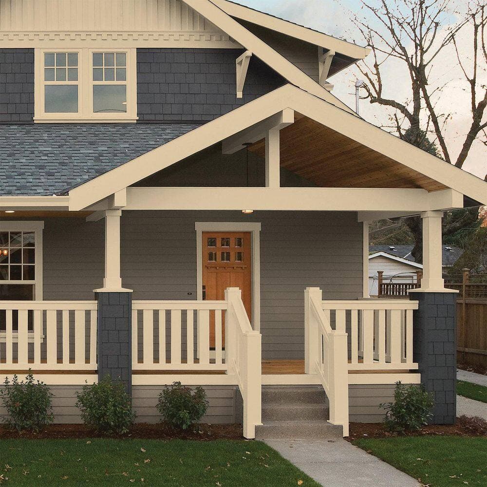 Glidden Premium 1 gal. PPG1094-3 Birch Beige Semi-Gloss Exterior Latex Paint (4)