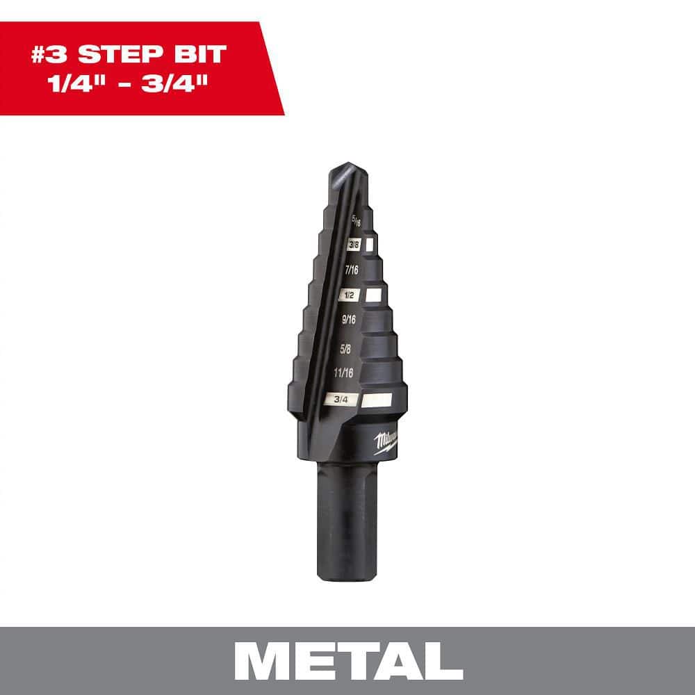 Milwaukee 1/4 in. - 3/4 in. x 1/16 in. #3 Step Black Oxide Drill Bit