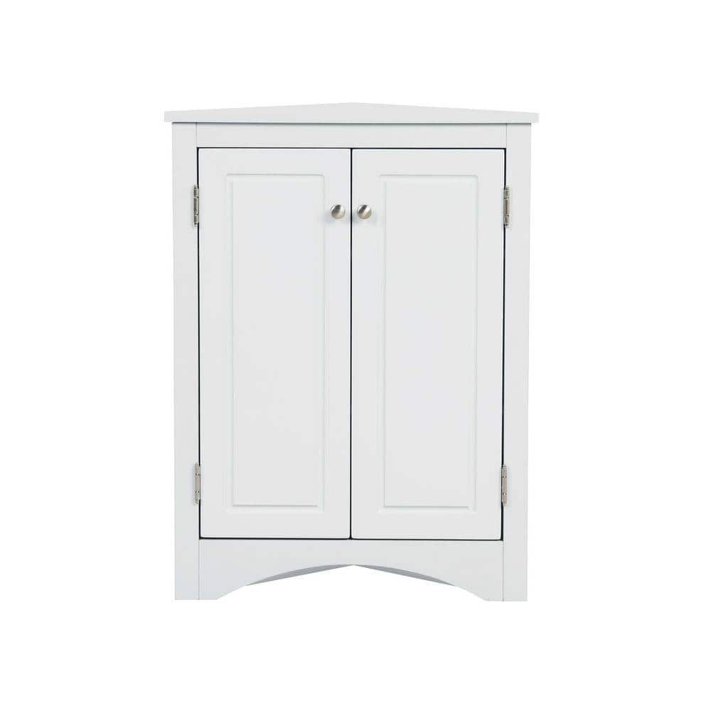 Nestfair 17.2 in. W x 17.2 in. D x 31.5 in. H White Corner Linen Cabinet with Adjustable Shelves (1)