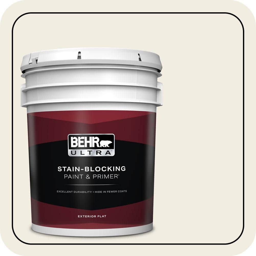 BEHR ULTRA 5 gal. Designer Collection #DC-012 White Stone Flat Exterior Paint & Primer